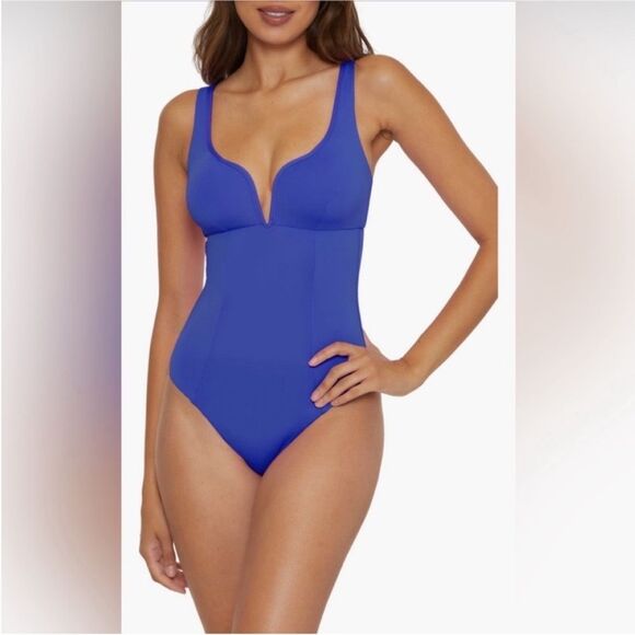 Becca Color Code V-Wire One-Piece Swimsuit, Ultra Marine color Size Large - Picture 1 of 7